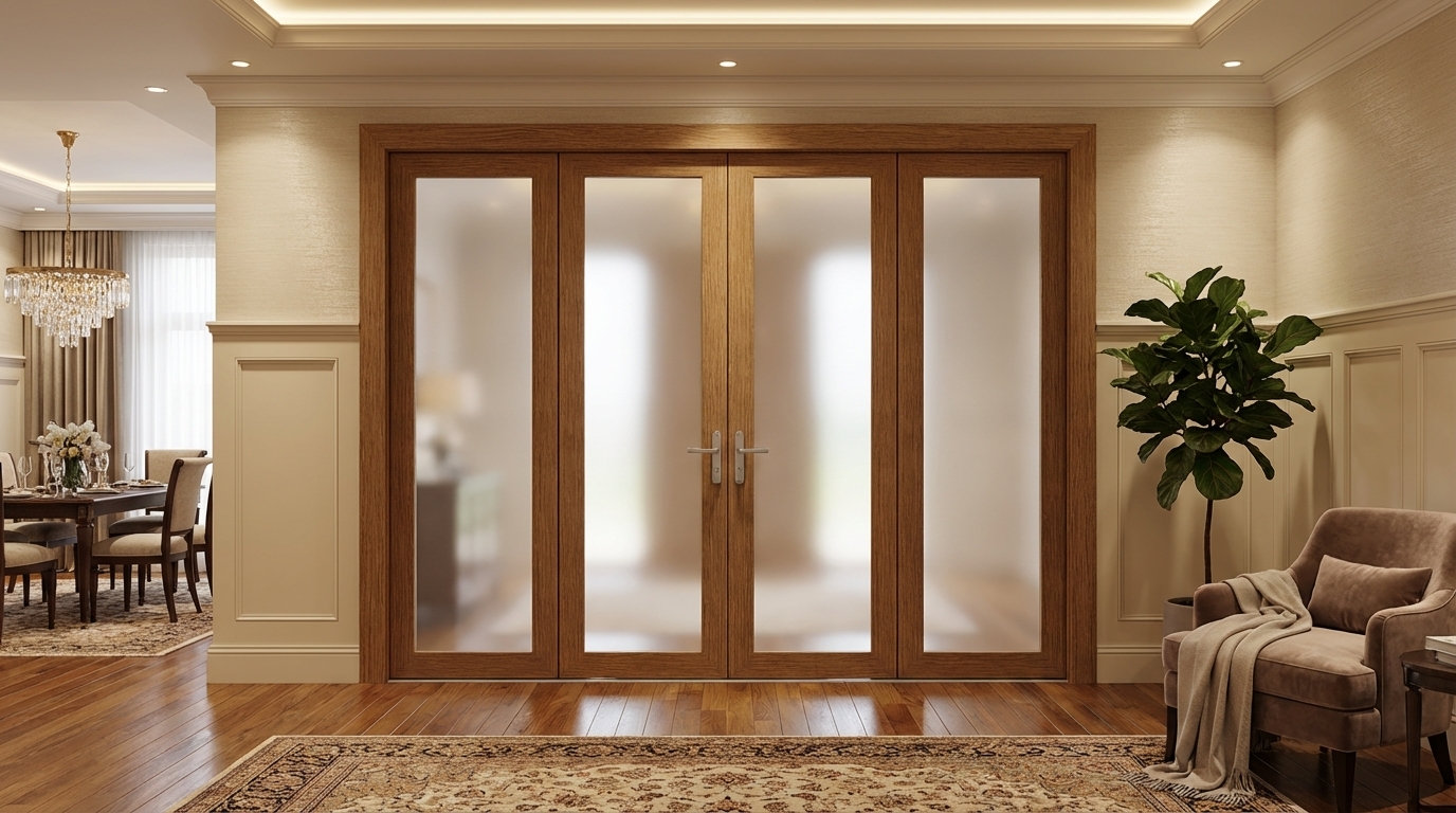 Cửa Đi Mở Xoay 4 Cánh TPDoors® – Cửa Nhựa Gỗ Lõi Thép Cao Cấp Chính Hãng